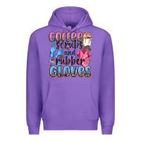 Purple coffee scrubs and rubber gloves Premium Hoodie - NancyCooperArtShop