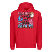 Red coffee scrubs and rubber gloves Premium Hoodie - NancyCooperArtShop