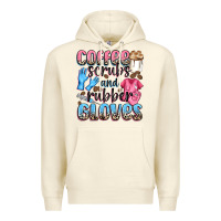 Sandshell coffee scrubs and rubber gloves Premium Hoodie - NancyCooperArtShop