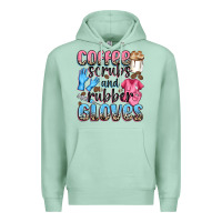 Seafoam coffee scrubs and rubber gloves Premium Hoodie - NancyCooperArtShop