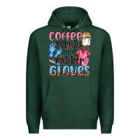 Sports Green coffee scrubs and rubber gloves Premium Hoodie - NancyCooperArtShop
