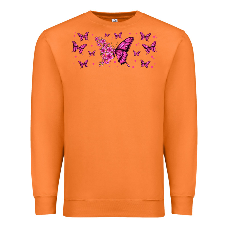 Floral Breast Cancer Butterfly Premium Sweatshirt by Jasminsmagicworld | Teevron