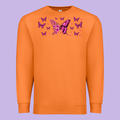 Floral Breast Cancer Butterfly Premium Sweatshirt Designed By Jasminsmagicworld