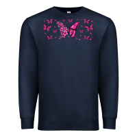 Navy floral breast cancer butterfly Premium Sweatshirt - Jasminsmagicworld