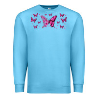 Ocean Blue floral breast cancer butterfly Premium Sweatshirt - Jasminsmagicworld