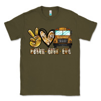 Army Green peace love bus Classic Tee - CowhideDigitalArt