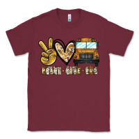 Burgundy peace love bus Classic Tee - CowhideDigitalArt