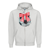 Dove Grey coquette soccer bow Zipper Hoodie - JahusDesignShop