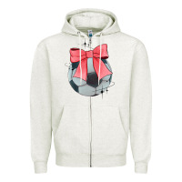 Oatmeal Heather coquette soccer bow Zipper Hoodie - JahusDesignShop