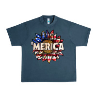 Midnight Navy merica with sunflower Urban Heavy Tee - texasbilliewilder