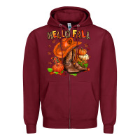 Burgundy hello fall pumpkins  cowgirl  and roses Zipper Hoodie - AdoDesignShop