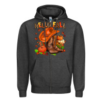 Charcoal Heather hello fall pumpkins  cowgirl  and roses Zipper Hoodie - AdoDesignShop