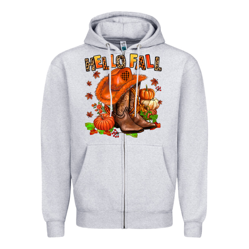 Hello Fall Pumpkins  Cowgirl  And Roses Zipper Hoodie by AdoDesignShop | Teevron