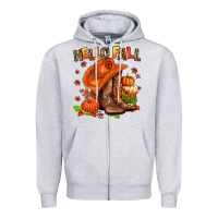 Heather Grey hello fall pumpkins  cowgirl  and roses Zipper Hoodie - AdoDesignShop