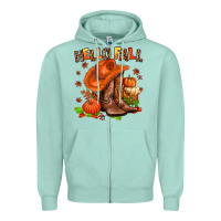 Seafoam hello fall pumpkins  cowgirl  and roses Zipper Hoodie - AdoDesignShop