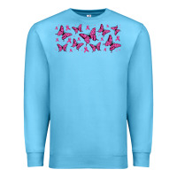 Ocean Blue breast cancer butterflies Premium Sweatshirt - Jasminsmagicworld
