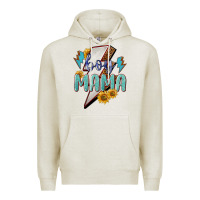 Oatmeal Heather boy mama lightning bold Premium Hoodie - NancyCooperArtShop