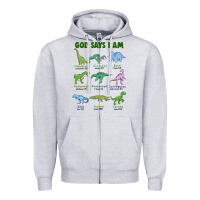 Heather Grey god says i am dinosaurs Zipper Hoodie - JahusDesignShop