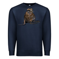 Navy Sea Lion Illustrations Premium Sweatshirt - LillyAllenDesigns