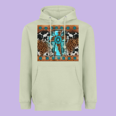 Gemstone Leopard Cross Heavyweight Hoodie Designed By Adodesignshop