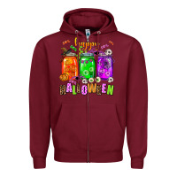 Burgundy happy halloween jars and horror Zipper Hoodie - AdoDesignShop