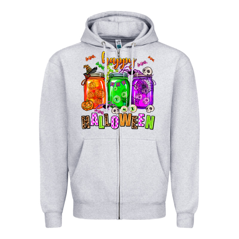 Happy Halloween Jars And Horror Zipper Hoodie by AdoDesignShop | Teevron