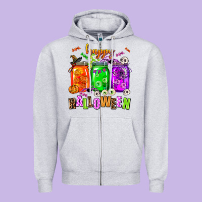 Happy Halloween Jars And Horror Zipper Hoodie Designed By Adodesignshop