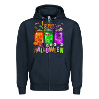 Navy happy halloween jars and horror Zipper Hoodie - AdoDesignShop