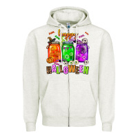 Oatmeal Heather happy halloween jars and horror Zipper Hoodie - AdoDesignShop