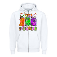 White happy halloween jars and horror Zipper Hoodie - AdoDesignShop