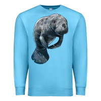 Ocean Blue Manatee Illustrations Premium Sweatshirt - LillyAllenDesigns