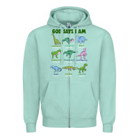 Seafoam god says i am dinosaurs Zipper Hoodie - JahusDesignShop