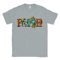 Heather Grey faith with cross and sunflower Classic Tee - HRA Design Shop