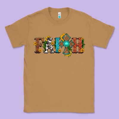 Faith With Cross And Sunflower Classic Tee Designed By Hra Design Shop