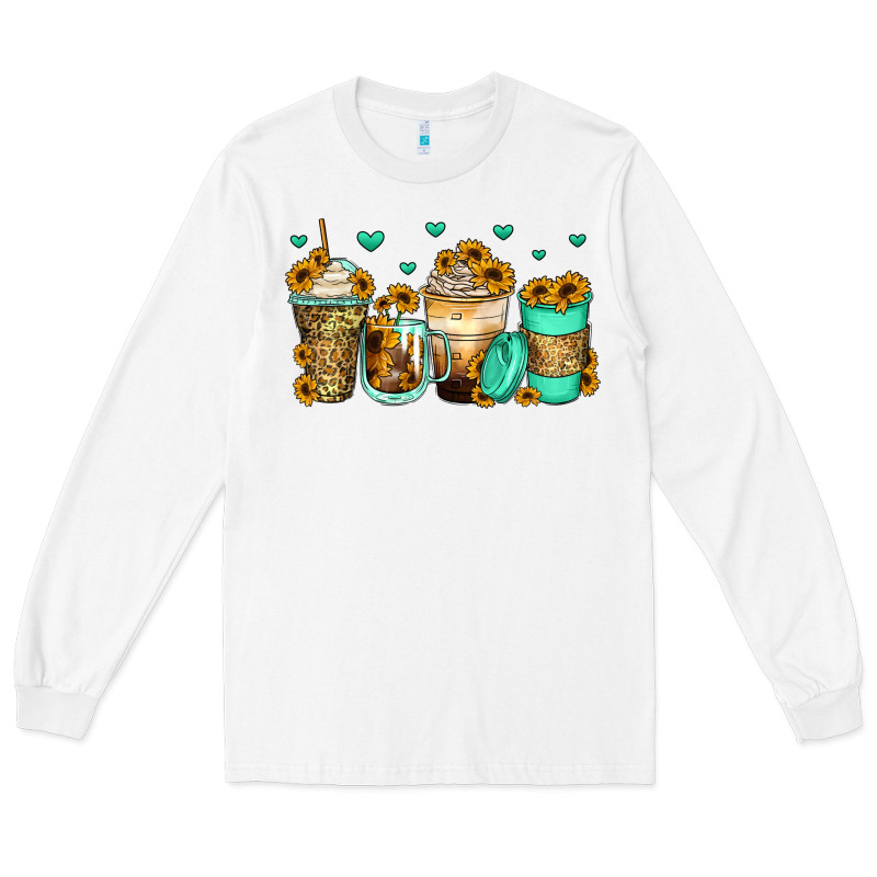Sunflowers Coffee Cups Long Sleeve Tee by Zillion Design Studio | Teevron