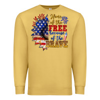 Antique Gold home of the free because of the brave Premium Sweatshirt - NancyCooperArtShop