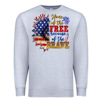 Heather Grey home of the free because of the brave Premium Sweatshirt - NancyCooperArtShop