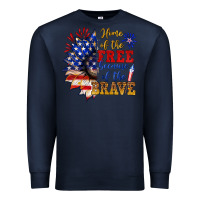 Navy home of the free because of the brave Premium Sweatshirt - NancyCooperArtShop