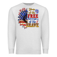 Oatmeal Heather home of the free because of the brave Premium Sweatshirt - NancyCooperArtShop