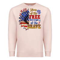 Pale Pink home of the free because of the brave Premium Sweatshirt - NancyCooperArtShop