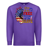 Purple home of the free because of the brave Premium Sweatshirt - NancyCooperArtShop