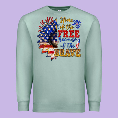 Home Of The Free Because Of The Brave Premium Sweatshirt Designed By Nancycooperartshop