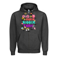 Charcoal Heather god is bigger design Zipper Hoodie - JahusDesignShop