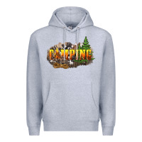 Heather Grey camping Premium Hoodie - NancyCooperArtShop