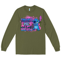 Army Green touch me and i will bite you stitch Long Sleeve Tee - Zillion Design Studio