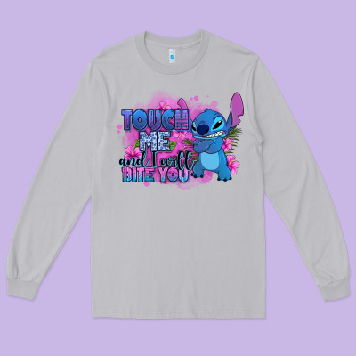 Touch Me And I Will Bite You Stitch Long Sleeve Tee Designed By Zillion Design Studio