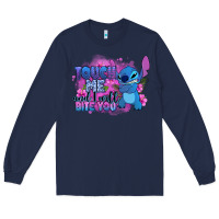 Navy touch me and i will bite you stitch Long Sleeve Tee - Zillion Design Studio