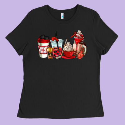 Hockey Coffee Cups Ladies Tee Designed By Adodesignshop