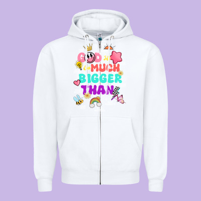 God Is Bigger Design Zipper Hoodie Designed By Jahusdesignshop