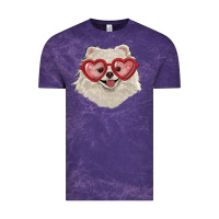 Cloud Purple white pomeranian with love glasses Vintage Tee - RanaPortraitStore